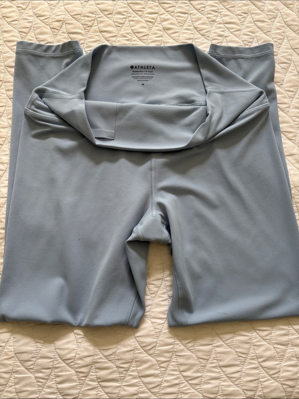 Athleta Pale Blue Transcend 7/8 High-Waist Performance Leggings /tight -Medium